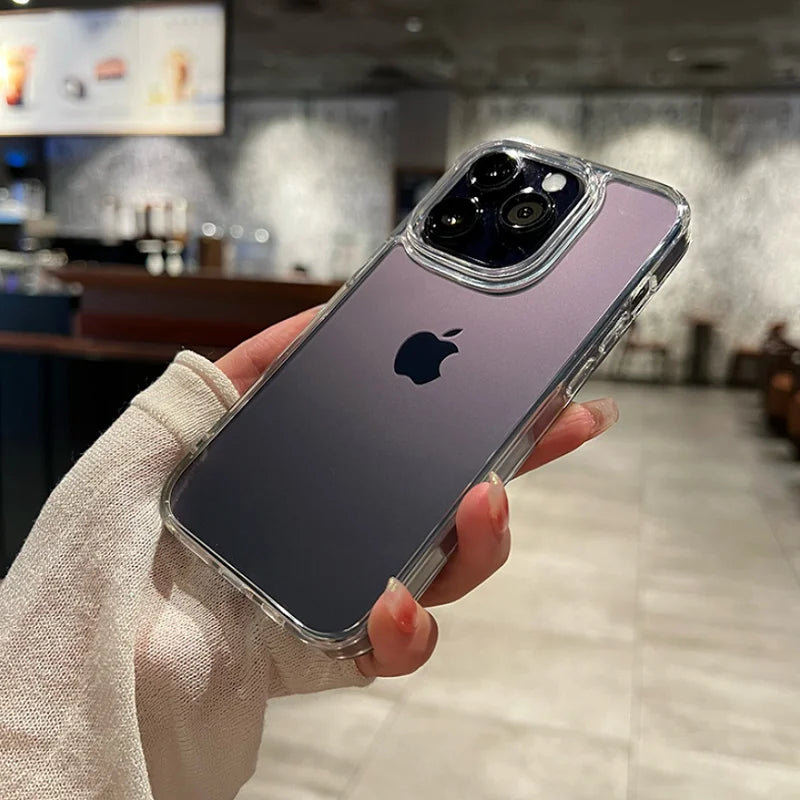 Funda acrílica dura transparente a prueba de golpes para iPhone 15 14 13 12 Mini 11 Pro XS Max X XR 7 8 Plus SE 2 funda de parachoques de silicona suave