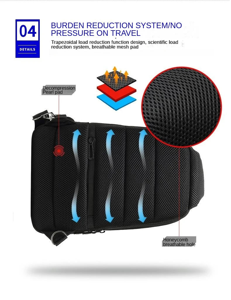 SWISS nuevo bolso de pecho informal para hombre, bolso de hombro impermeable deportivo, bolso cruzado antirrobo, bolso USB de Color sólido a la moda, bolso bandolera