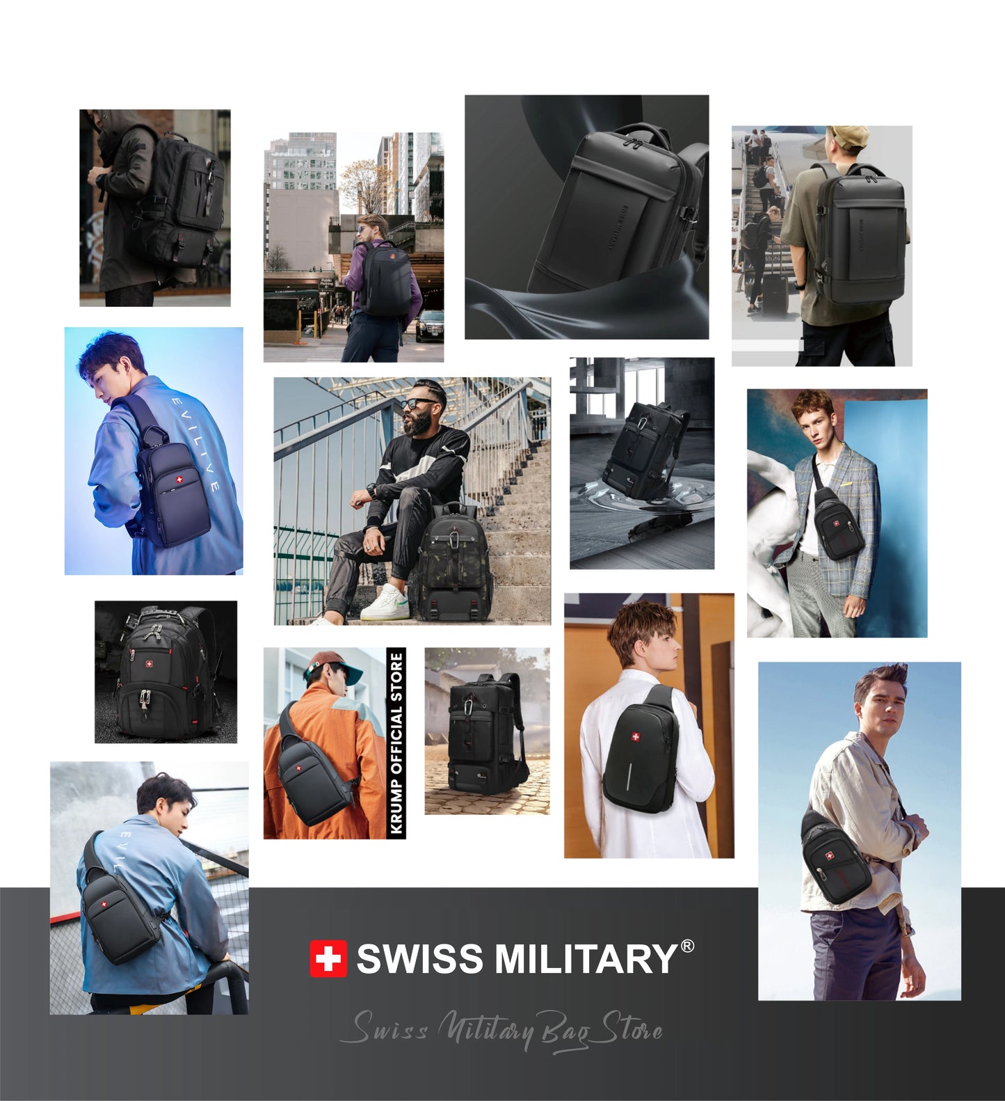 SWISS nuevo bolso de pecho informal para hombre, bolso de hombro impermeable deportivo, bolso cruzado antirrobo, bolso USB de Color sólido a la moda, bolso bandolera