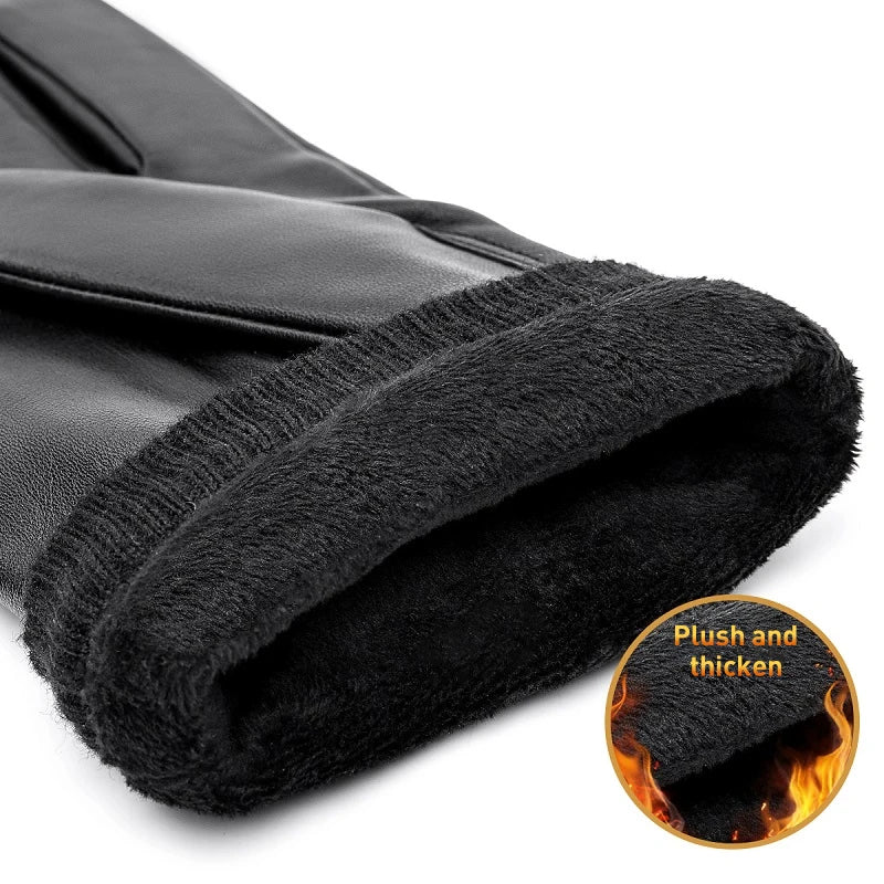 Guantes BISON DENIM de piel de oveja auténtica para hombre, guantes negros cálidos con pantalla táctil para otoño e invierno, guantes negros de alta calidad S019