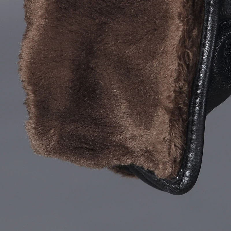 Guantes de piel auténtica para hombre, manoplas tejidas de alta calidad, a la moda, para conducir negocios, piel de cabra, novedad de 2022