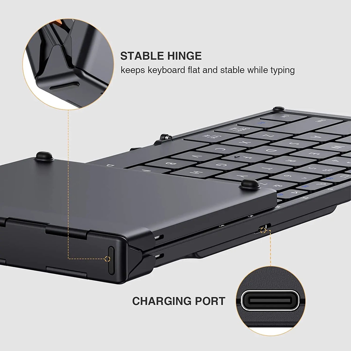 Teclados plegables con teclado numérico Bluetooth inalámbrico portátil Silm teclado plegable de tamaño completo para ordenador de viaje PC iPad