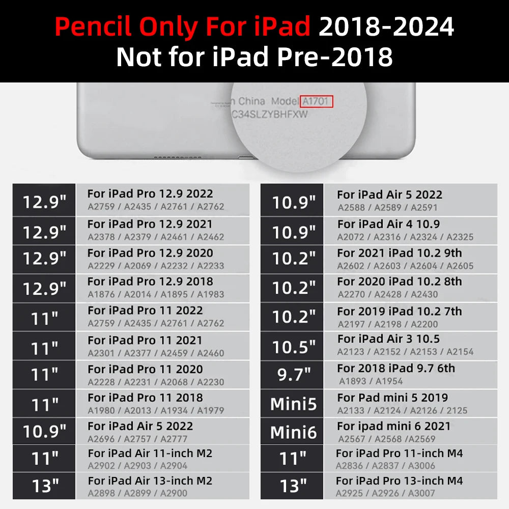 Lápiz para iPad.  Lápiz óptico Air 6 M2 Pro M4, para iPad Pro 11 12,9 Air 4/5 7/8/9/10th mini 5 6, 2024