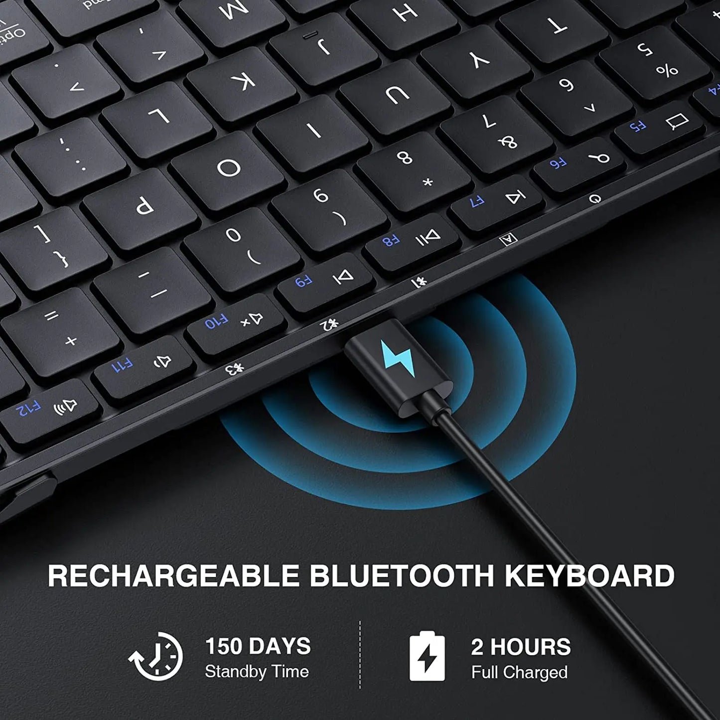 Teclados plegables con teclado numérico Bluetooth inalámbrico portátil Silm teclado plegable de tamaño completo para ordenador de viaje PC iPad