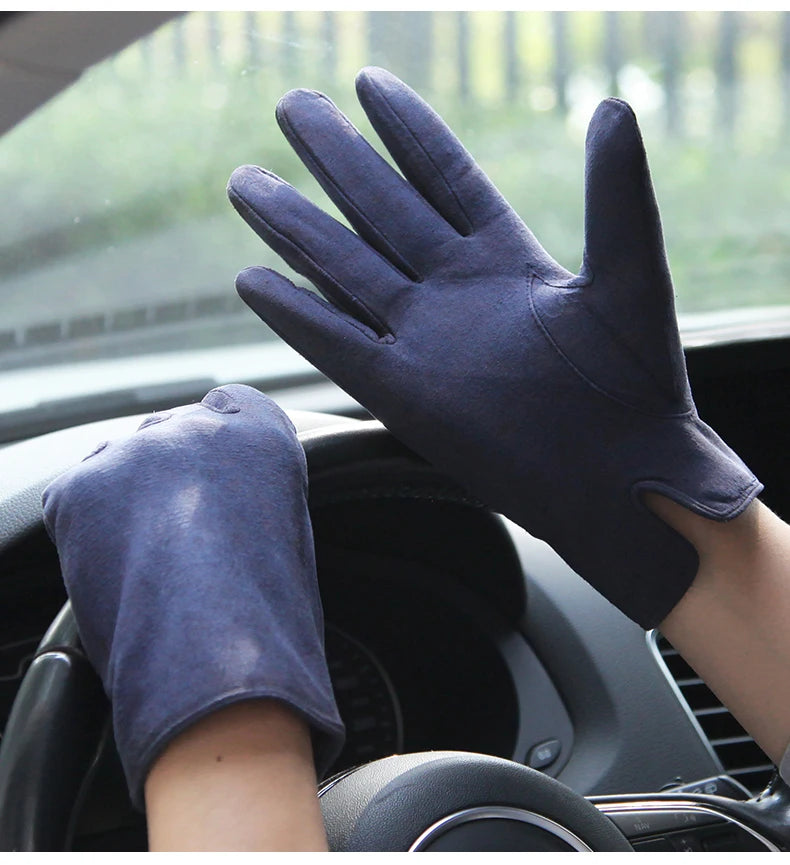 Guantes de hombre Otoño Invierno forro térmico de felpa espesar piel de oveja gamuza guantes de conducción pantalla táctil masculina M075
