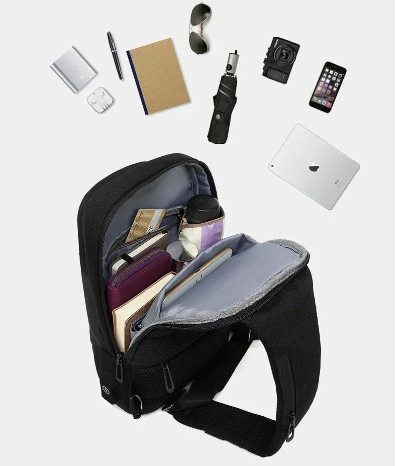 SWISS nuevo bolso de pecho informal para hombre, bolso de hombro impermeable deportivo, bolso cruzado antirrobo, bolso USB de Color sólido a la moda, bolso bandolera