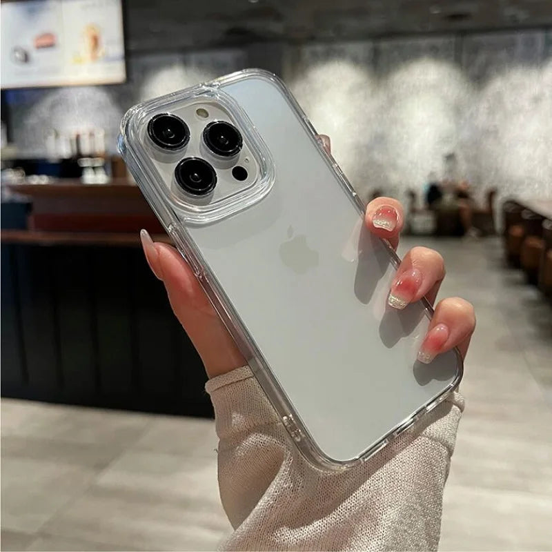 Funda acrílica dura transparente a prueba de golpes para iPhone 15 14 13 12 Mini 11 Pro XS Max X XR 7 8 Plus SE 2 funda de parachoques de silicona suave