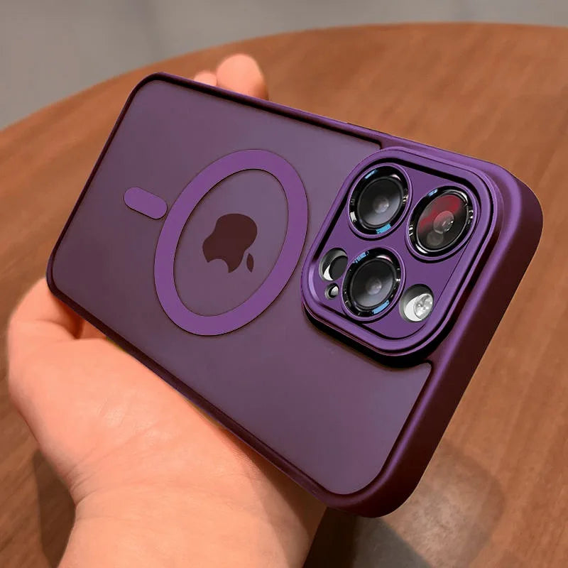 Funda transparente para iPhone 16 y 15, protección de lente magnética Magsafe, Funda esmerilada mate