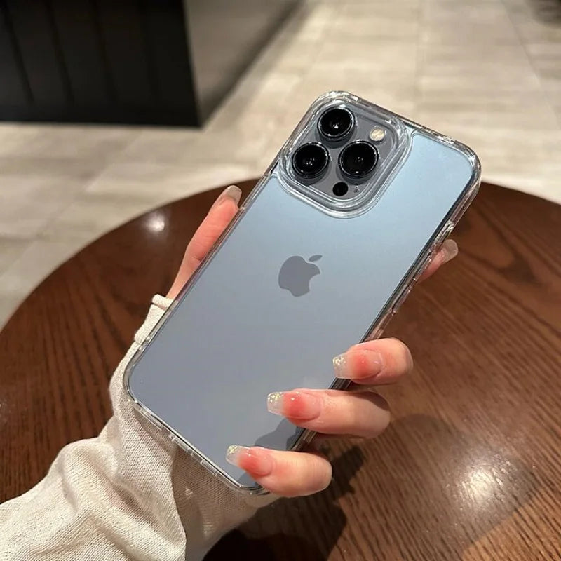 Funda acrílica dura transparente a prueba de golpes para iPhone 15 14 13 12 Mini 11 Pro XS Max X XR 7 8 Plus SE 2 funda de parachoques de silicona suave